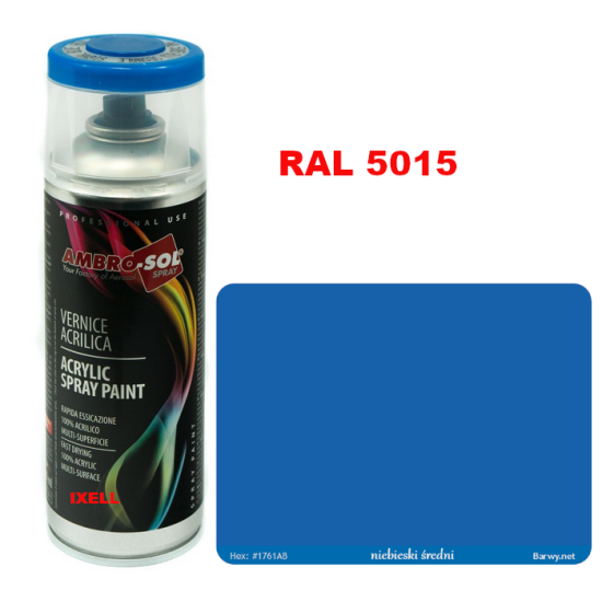 RAL 5015 LAKIER AKRYLOWY NIEBIESKI POŁYSK 400 ml spray AMBRO-SOL