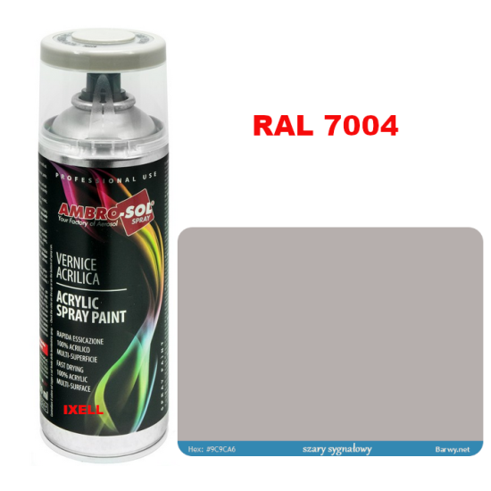 RAL 7004 LAKIER AKRYLOWY SZARY POŁYSK 400 ml spray AMBRO-SOL