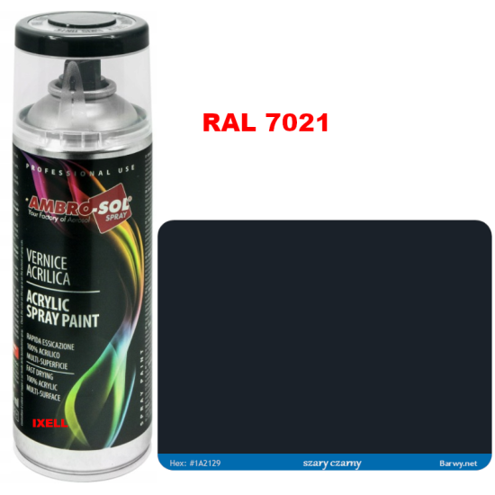 RAL 7021 LAKIER AKRYLOWY SZARY POŁYSK 400 ml spray AMBRO-SOL