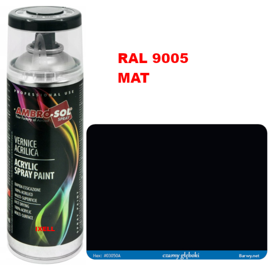 RAL 9005 LAKIER AKRYLOWY CZARNY MATOWY 400 ml spray AMBRO-SOL