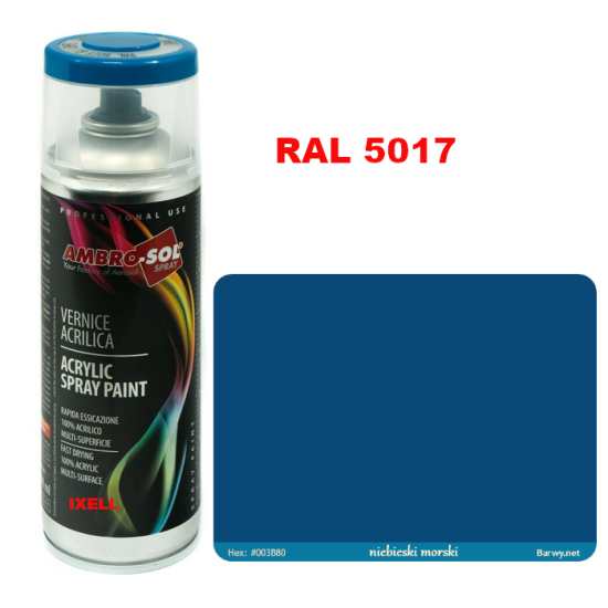 RAL 5017 LAKIER AKRYLOWY NIEBIESKI POŁYSK 400 ml spray AMBRO-SOL