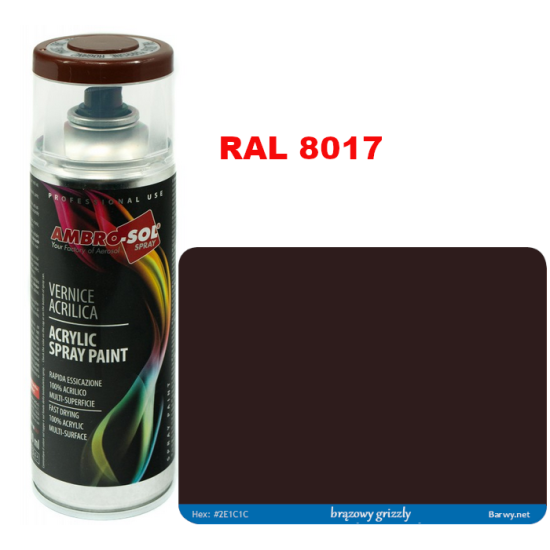 RAL 8017 LAKIER AKRYLOWY BRĄZOWY POŁYSK 400 ml spray AMBRO-SOL