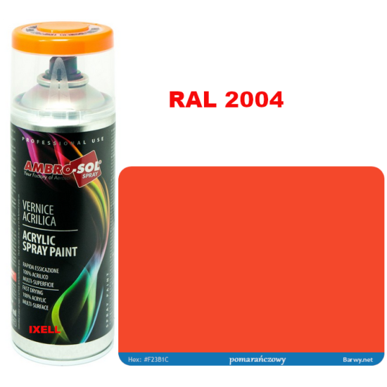 RAL 2004 LAKIER AKRYLOWY POMARAŃCZOWY POŁYSK 400 ml spray AMBRO-SOL