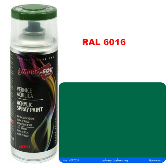 RAL 6016 LAKIER AKRYLOWY ZIELONY POŁYSK 400 ml spray AMBRO-SOL