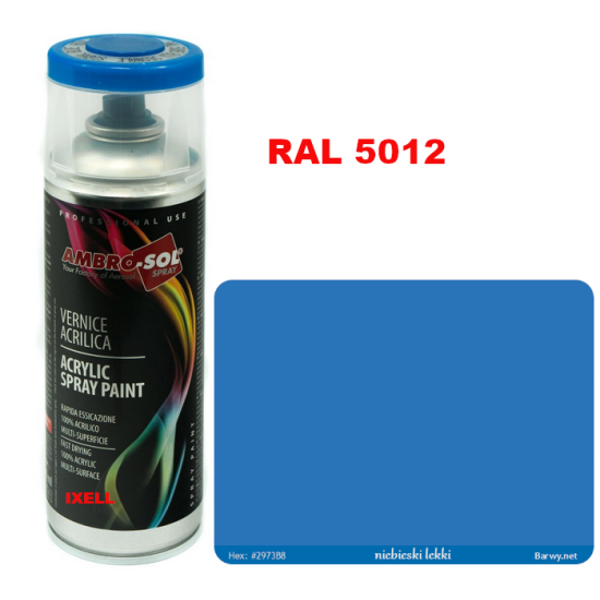 RAL 5012 LAKIER AKRYLOWY NIEBIESKI POŁYSK 400 ml spray AMBRO-SOL