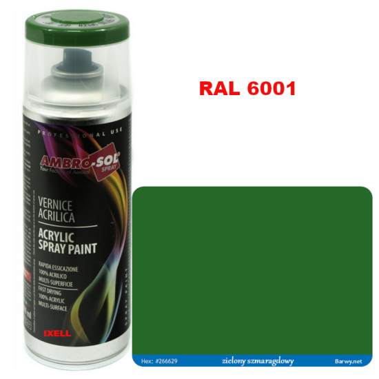 RAL 6001 LAKIER AKRYLOWY ZIELONY POŁYSK 400 ml spray AMBRO-SOL